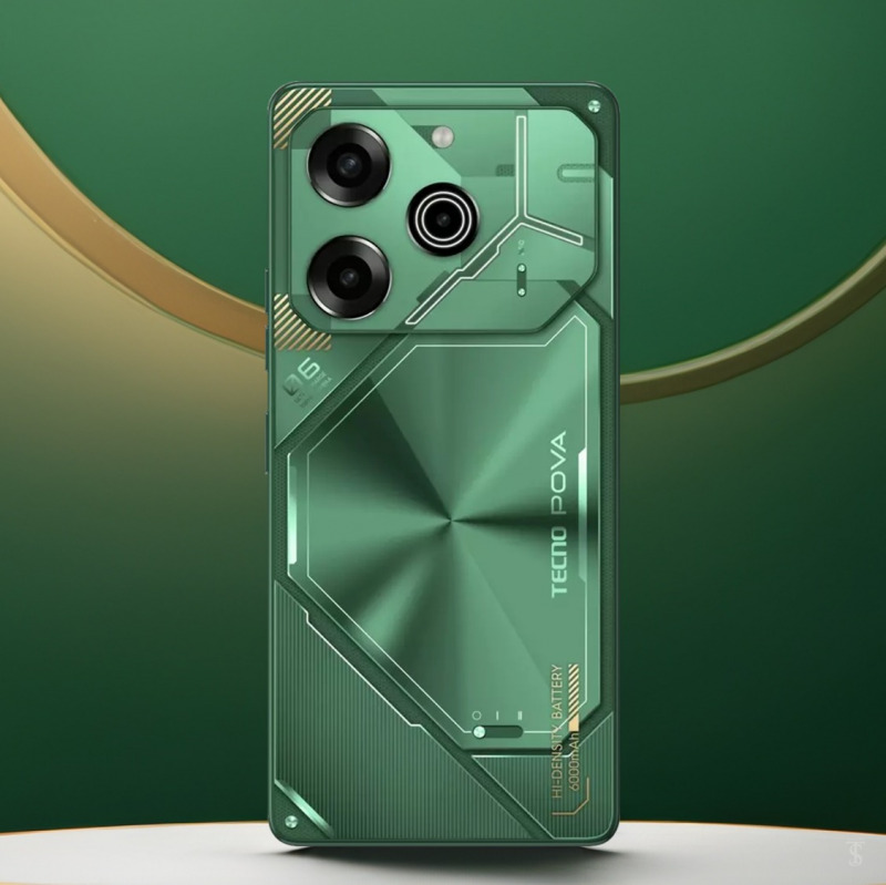 High performance mobile phone with  green geometric design 256 GB of storage and high battery life